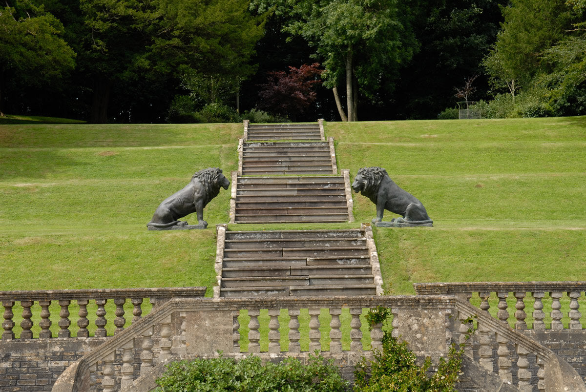 Stone lion statues