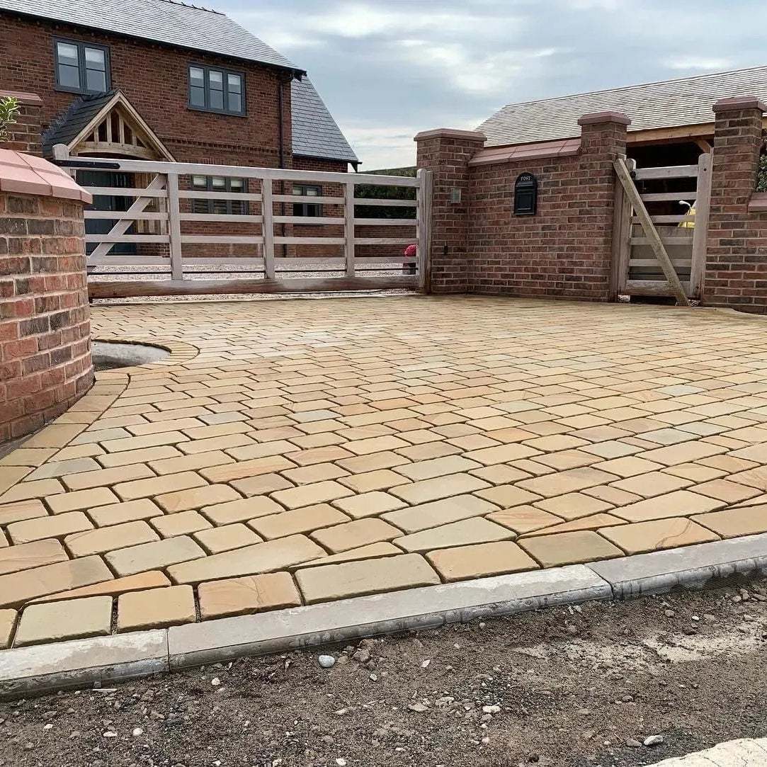 yorkstone Tumbled Stone setts block Paving drive path driveway