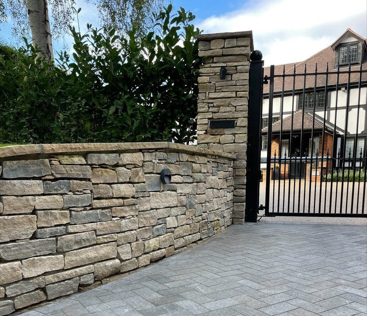 Purbeck Cropped Drystone wall coping entrance | Britannia Stone