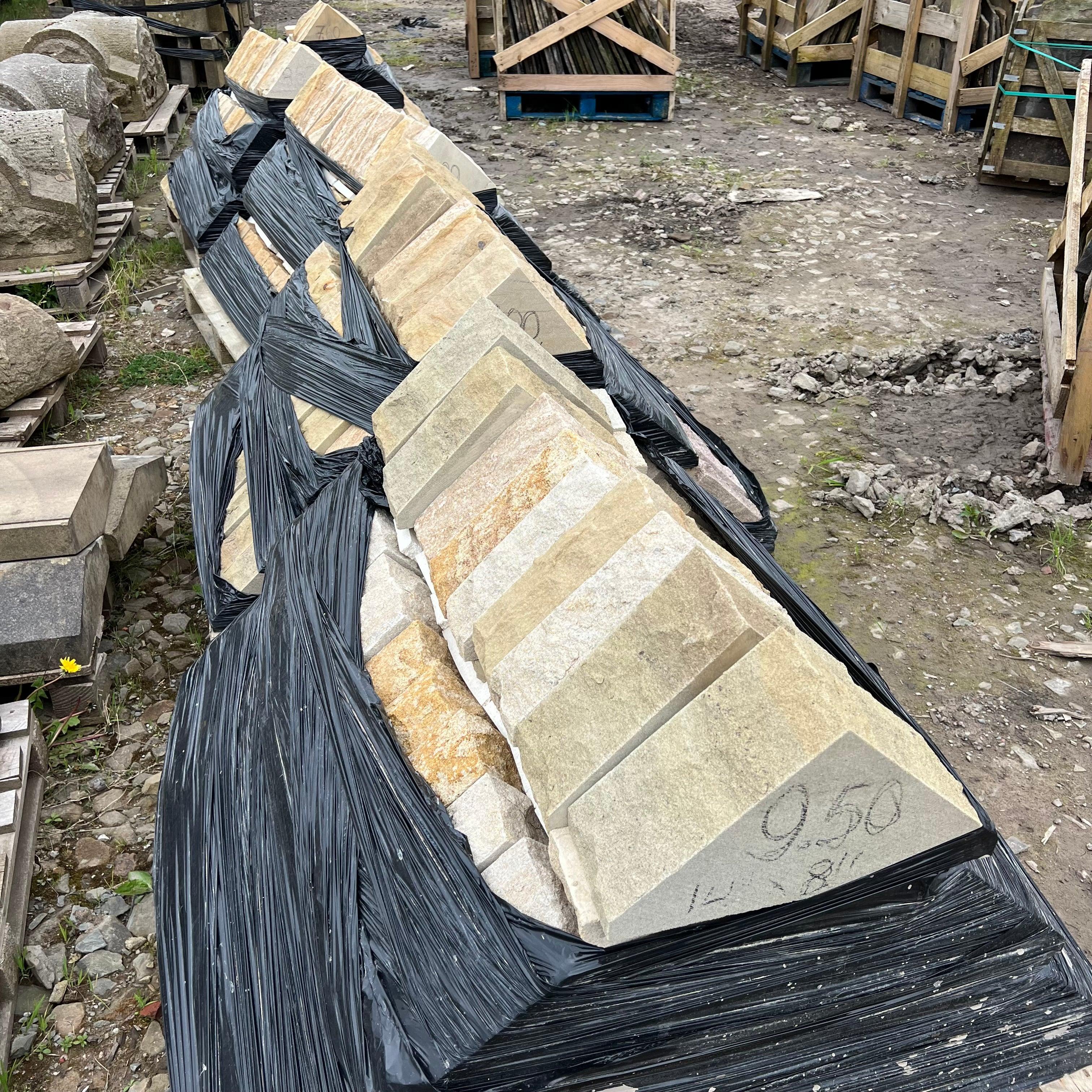 Natural Sandstone Triangle Wall Coping Stones - Per Linear Foot - Britannia Stone