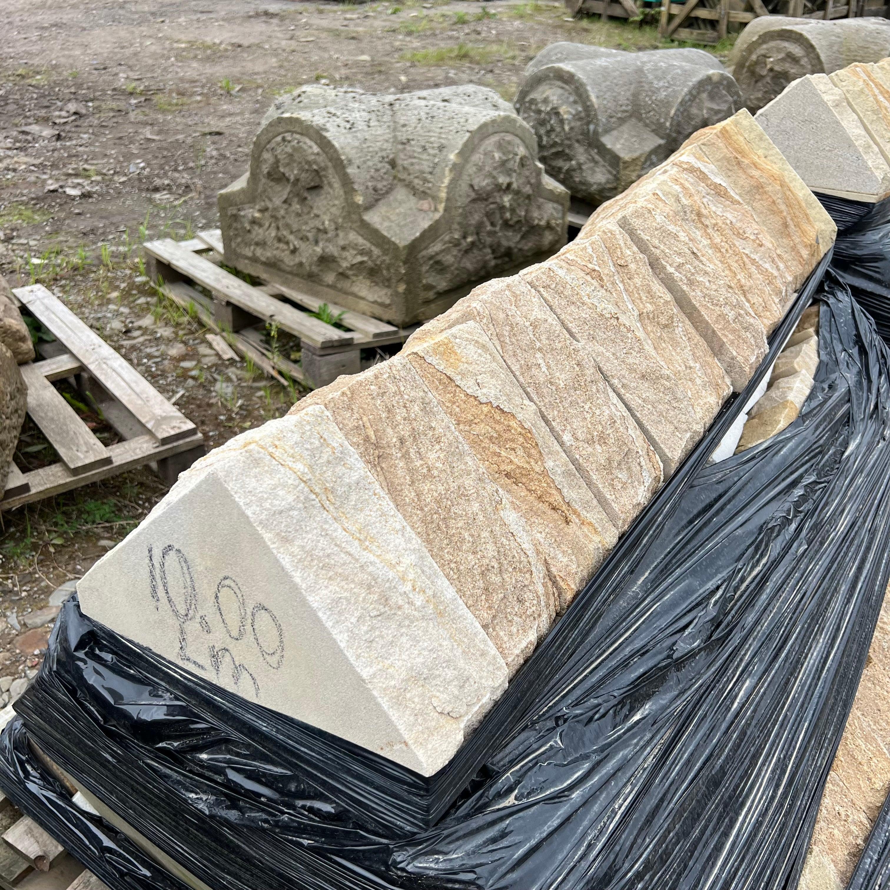 Natural Sandstone Triangle Wall Coping Stones - Per Linear Foot - Britannia Stone