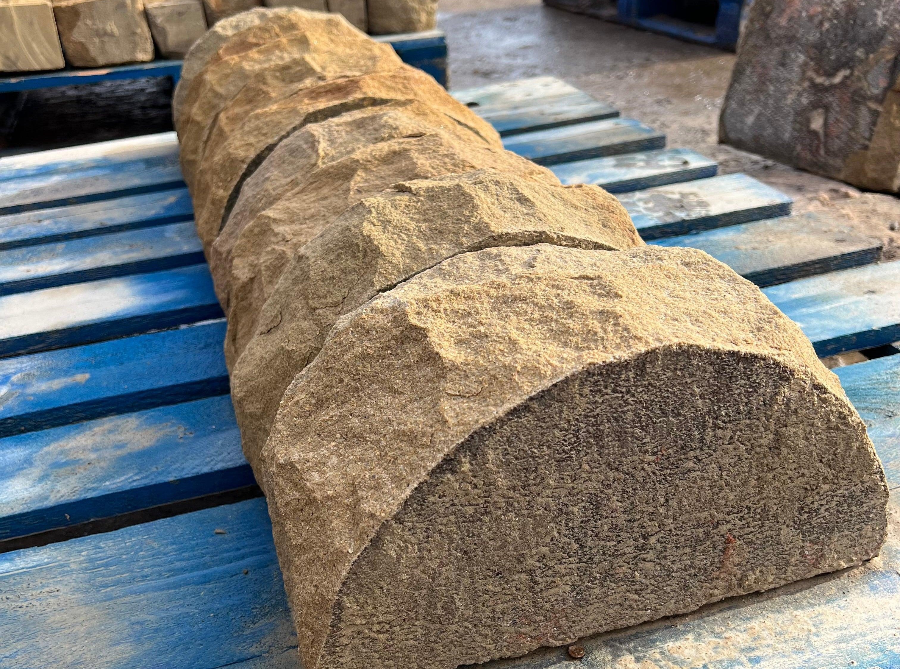 saddleback natural stone half round wall