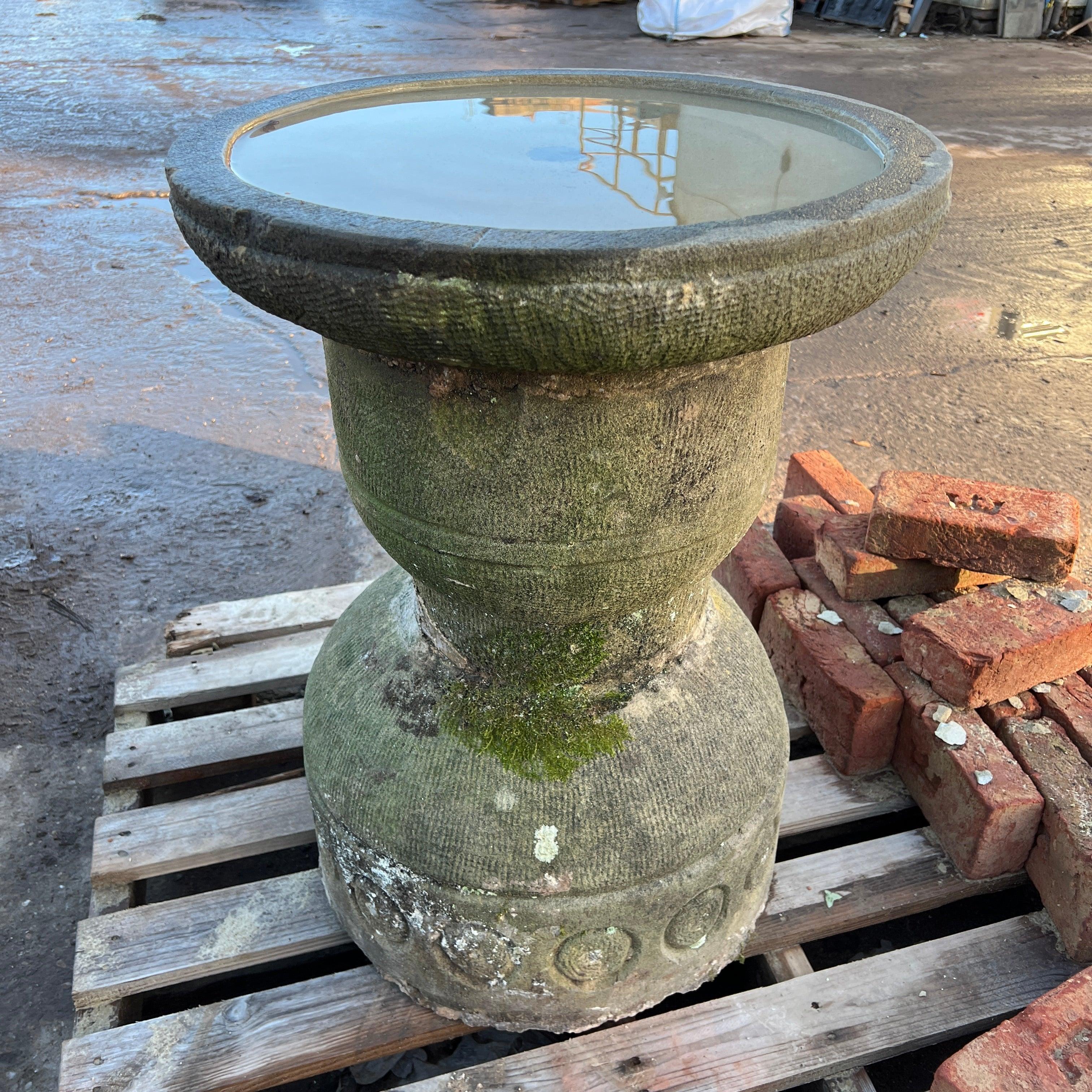 Reclaimed Natural Stone Bird Bath
