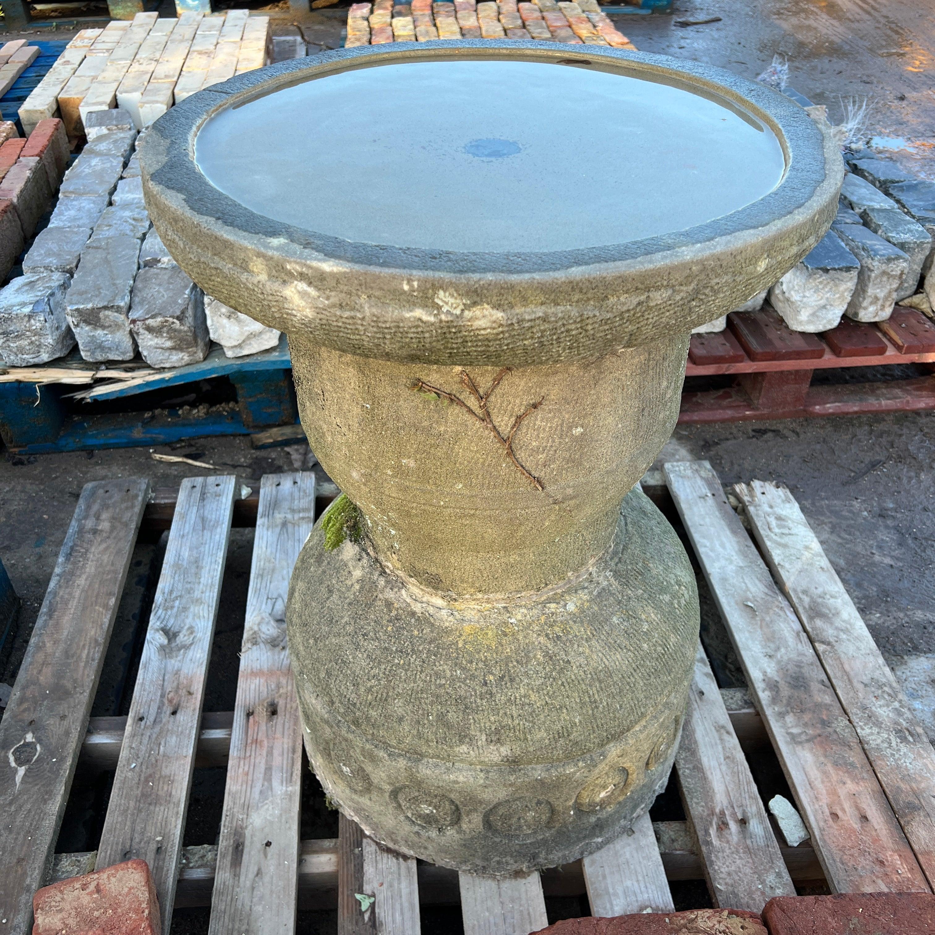 Reclaimed Natural Stone Bird Bath