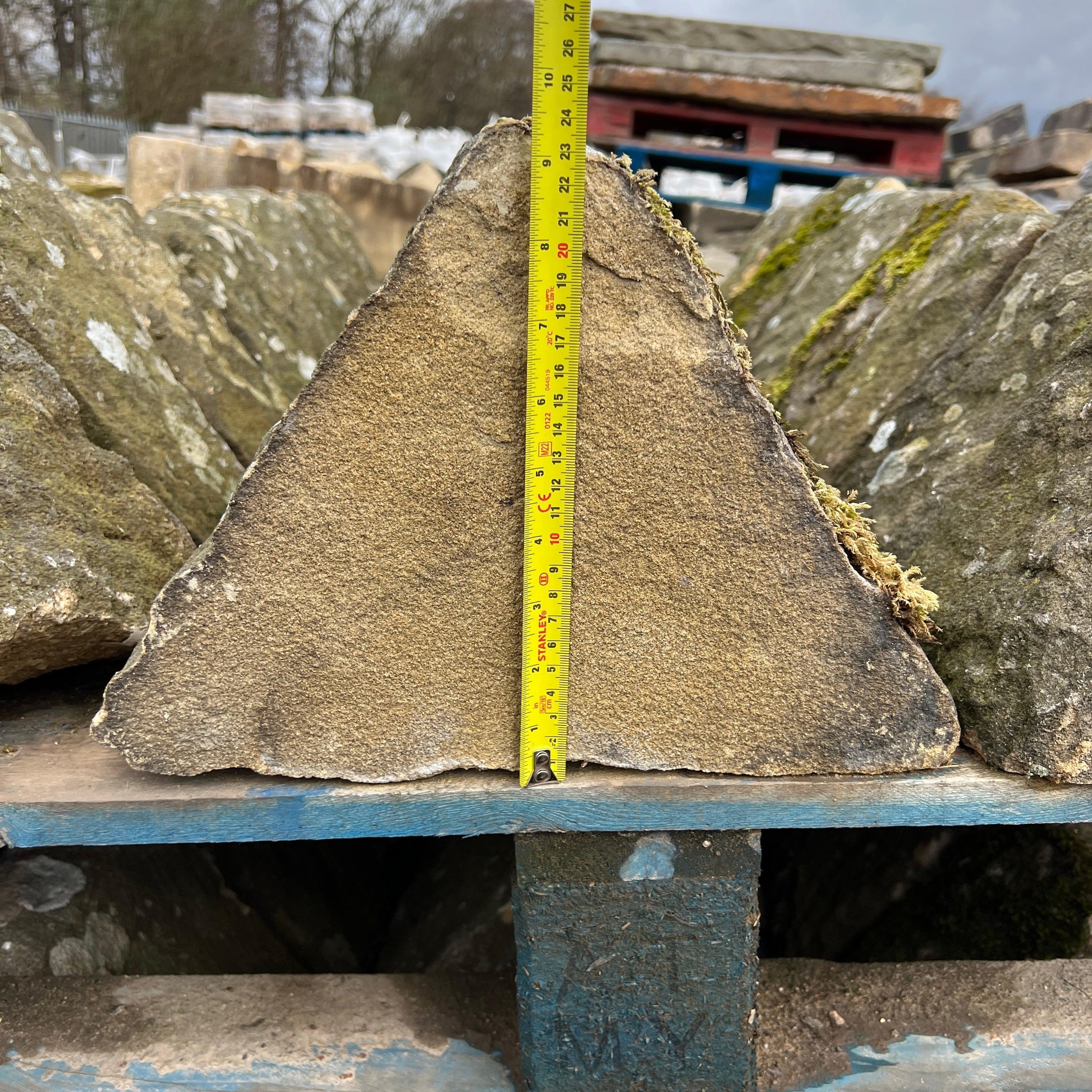 Natural Mossy Stone Triangle Wall Coping - Reclaimed Brick Company