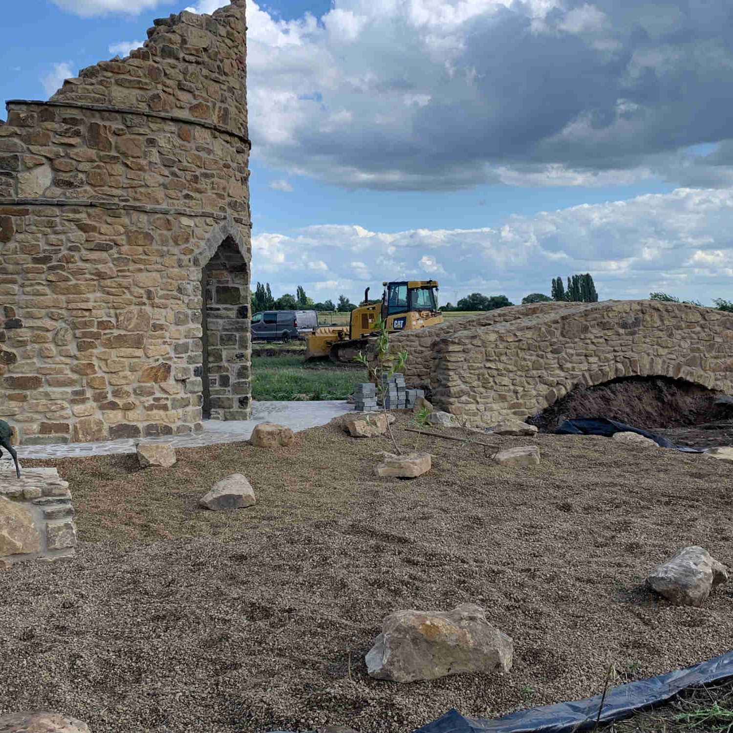 Garden stone foley and bridge built with reclaimed walling Stone in bulk bags  - Britannia Stone Yard