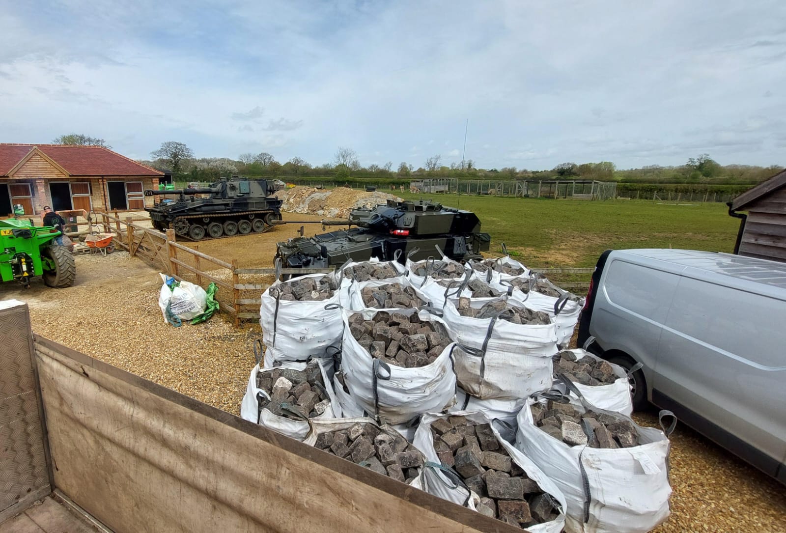 reclaimed gritstone cobble setts delivered by britannia stone reclamation yard