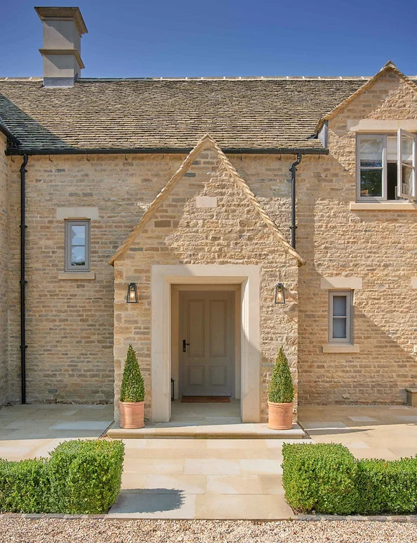 House porch built with quarried limestone supplied by Britannia Stone