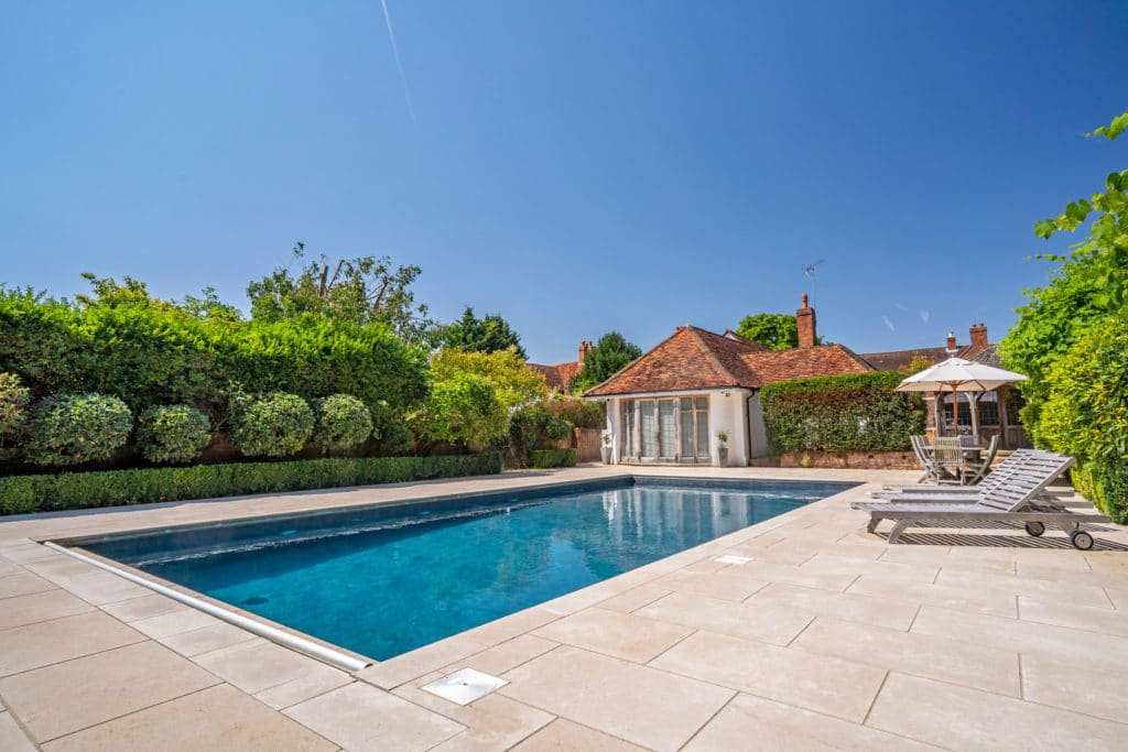 Natural British Stone Swimming Pool  and stone paving