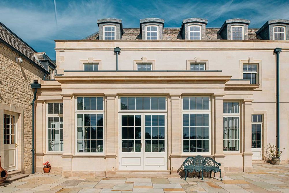 Grand House built using ashlar stone and sawn yorkshire stone paving