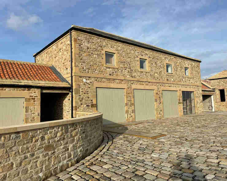 Yorkshire Stone Built Barn and Garage with Cobble Driveway

