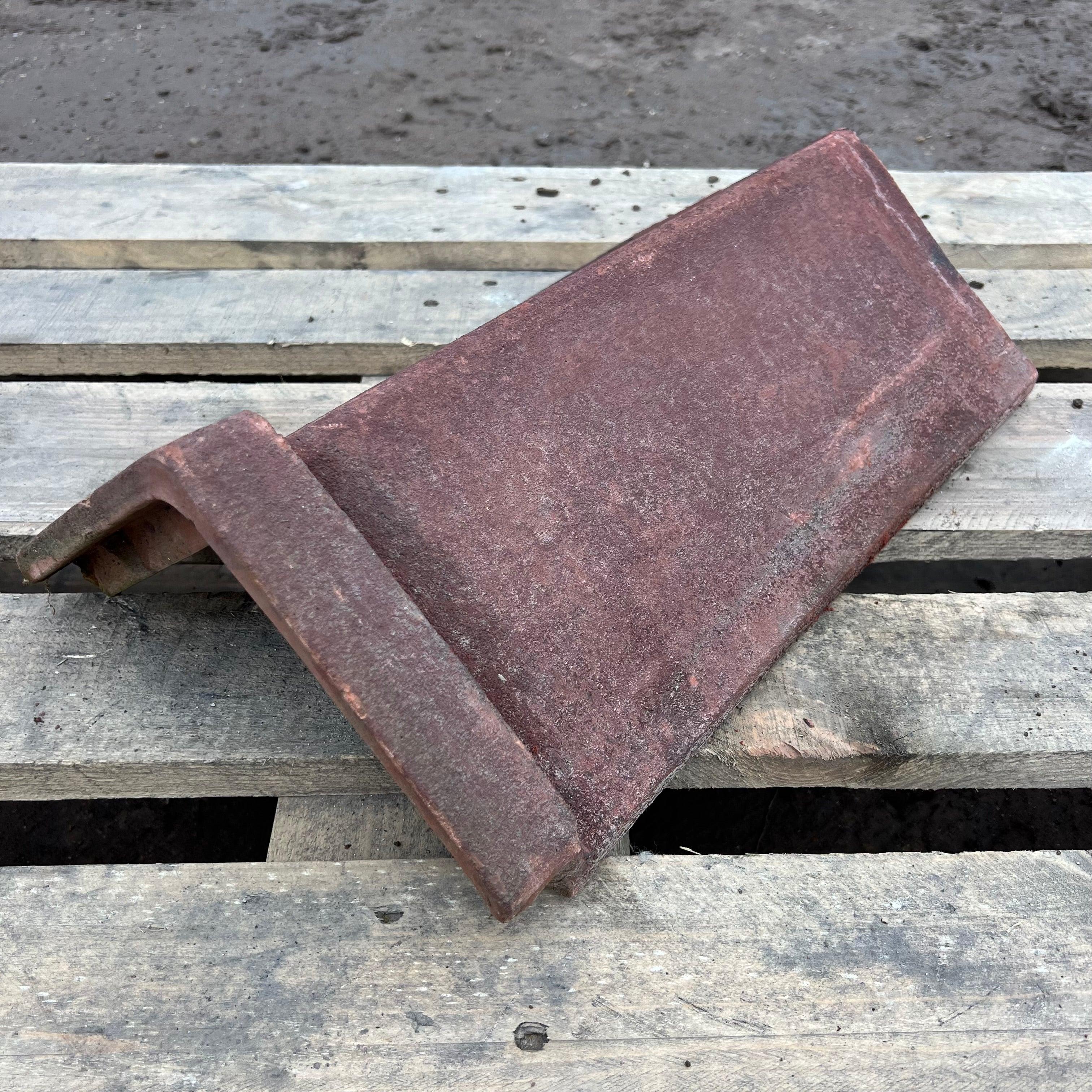 Reclaimed 18" Red Triangle Capped Clay Roof Ridge Tile - 100 Degree - Britannia Stone