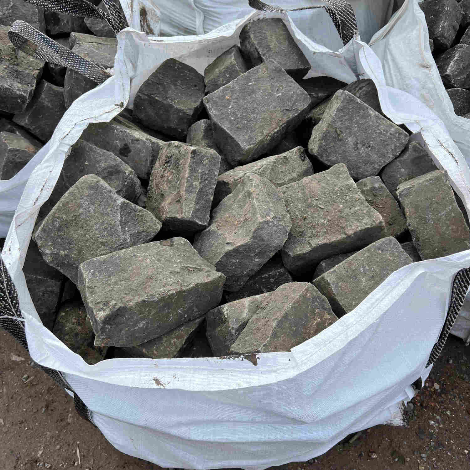 Reclaimed Basalt Stone Cobble Setts - Per Ton Bag - Britannia Stone