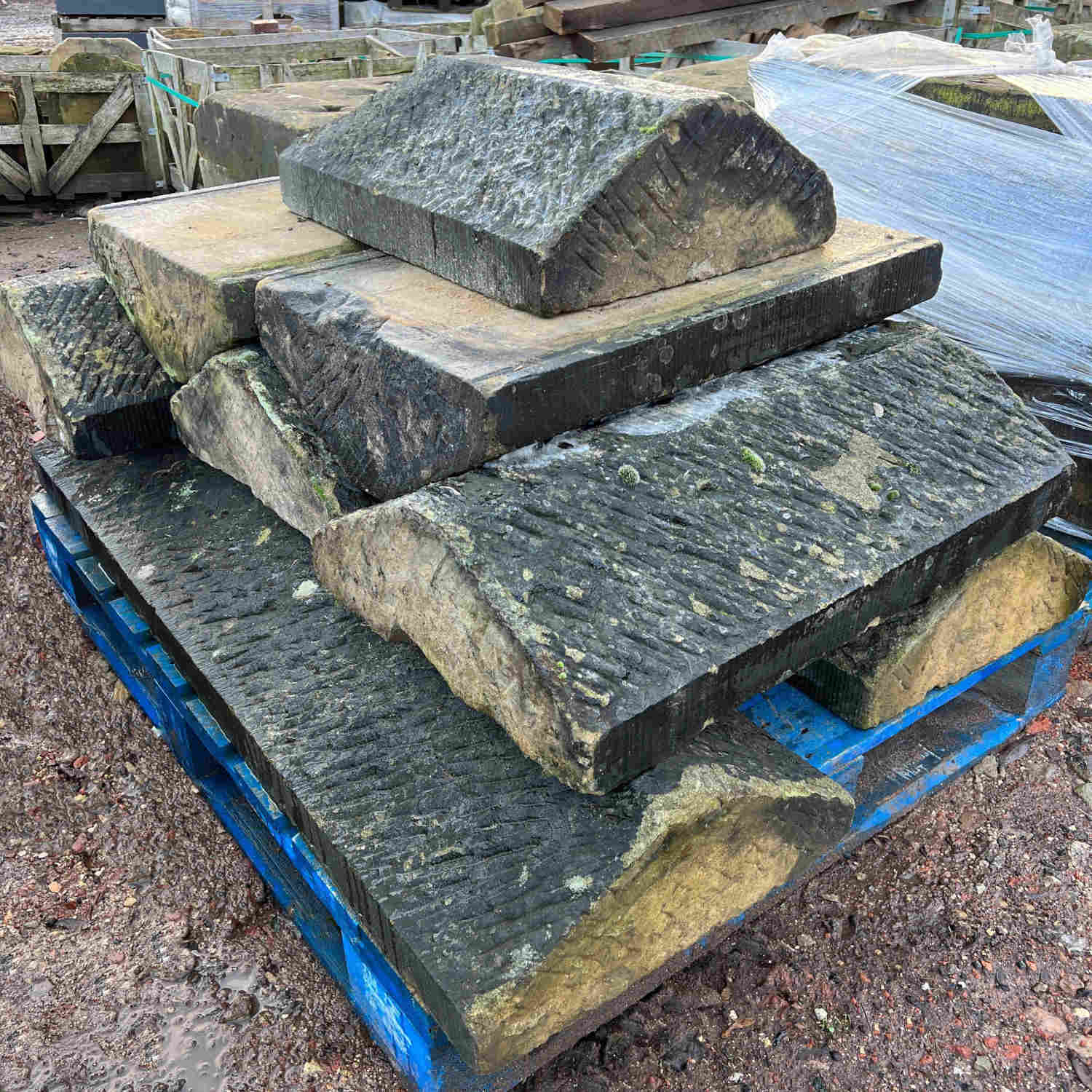 Reclaimed Natural Stone Triangle Wall Coping - Job Lot | Britannia Stone