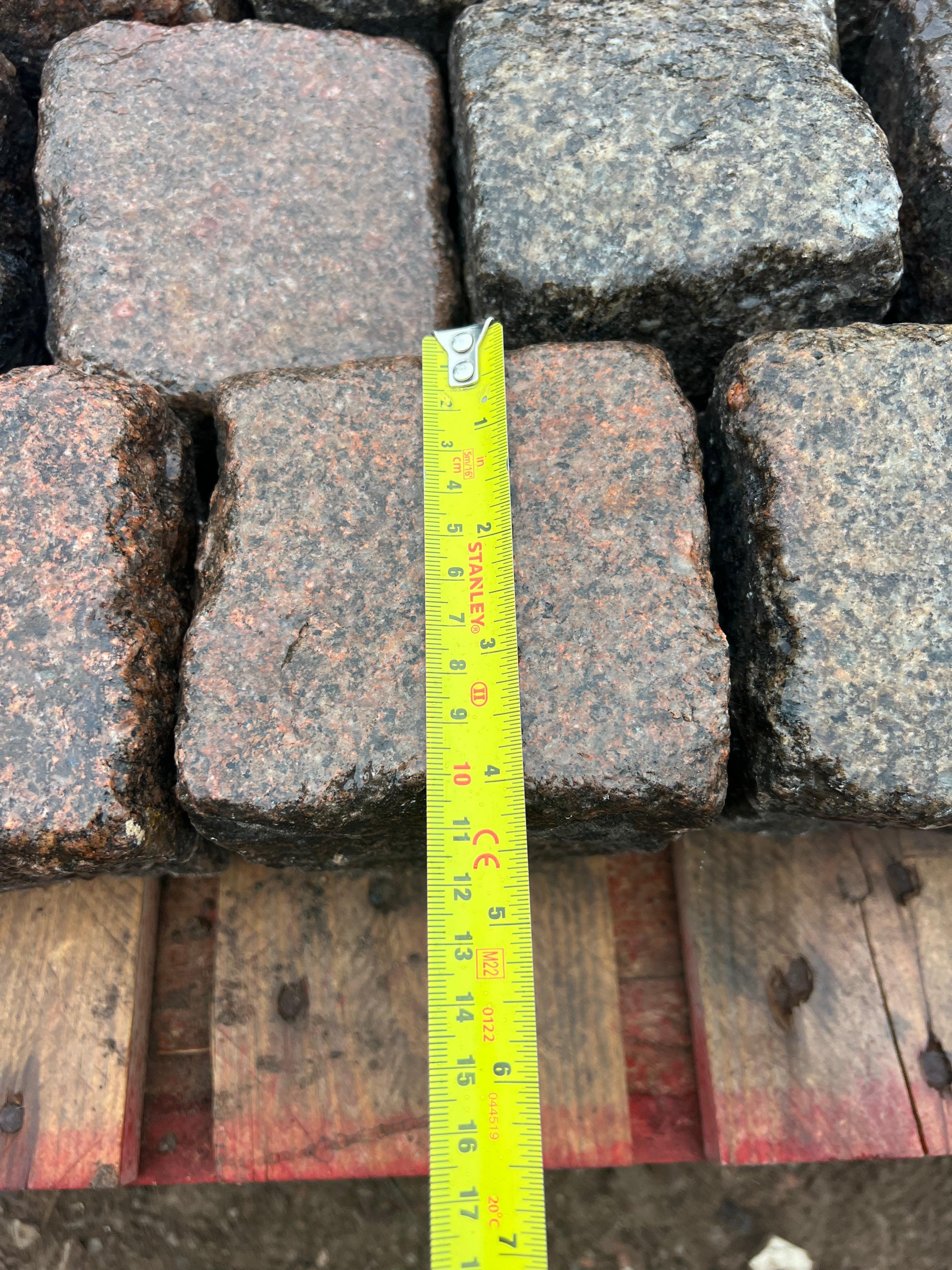 Reclaimed Pink 4” x 4” Cube Granite Cobble Setts - Bulk Bag - Reclaimed Brick Company