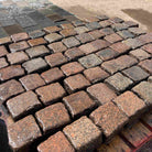 Reclaimed pink 4-x-4 cube granite-cobble setts Britannia Stone