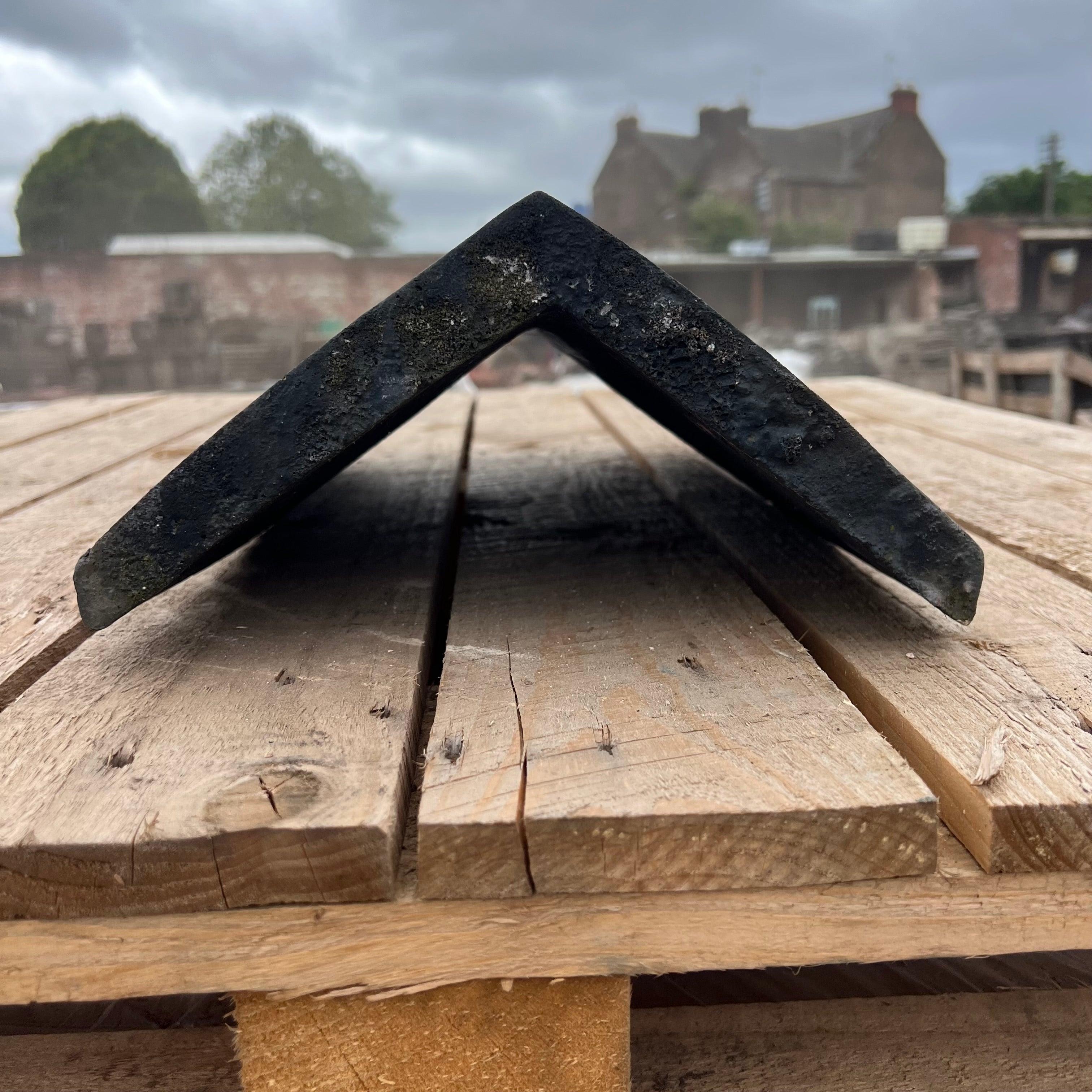 Reclaimed Staffordshire Blue 18" x 11" Triangular Clay Roof Capped Ridge Tile - 105 Degree - Britannia Stone