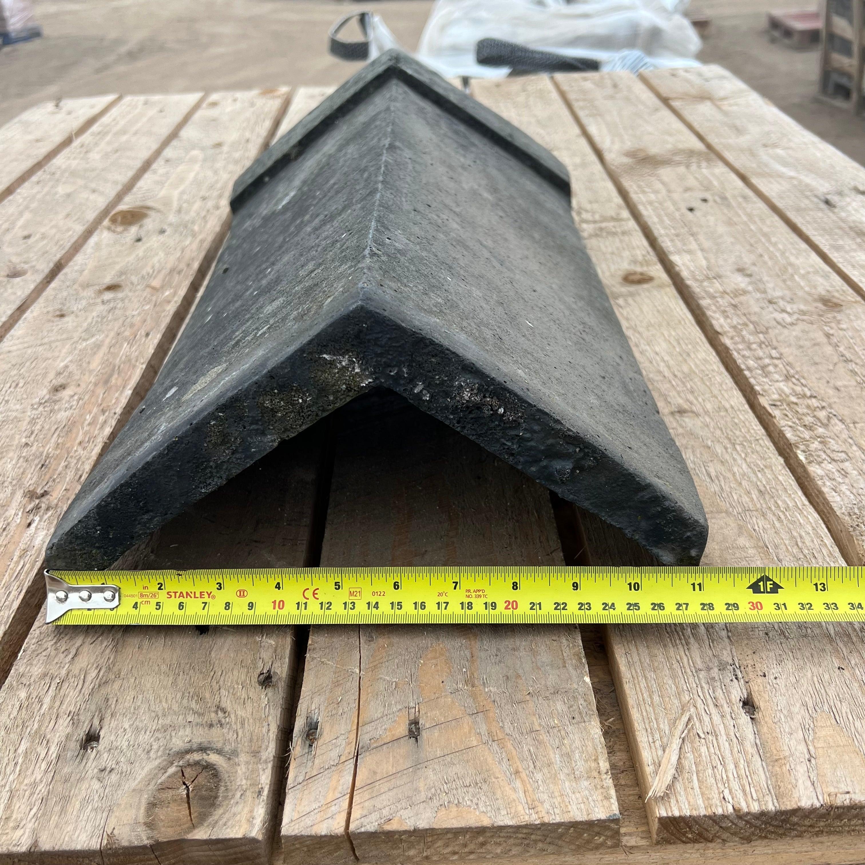 Reclaimed Staffordshire Blue 18" x 11" Triangular Clay Roof Capped Ridge Tile - 105 Degree - Britannia Stone