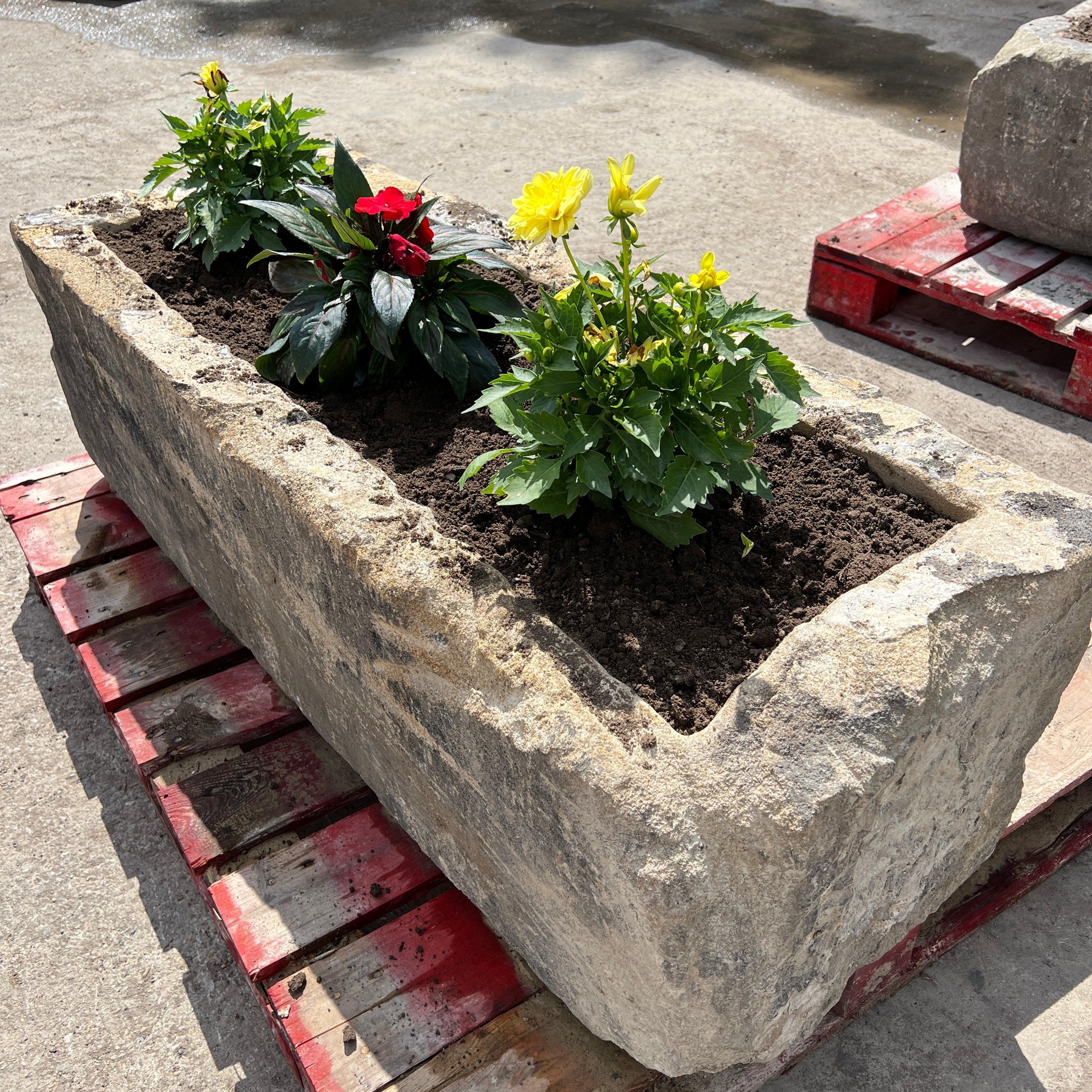 Reclaimed Stone Trough / Planter - No. 8 - Reclaimed Brick Company