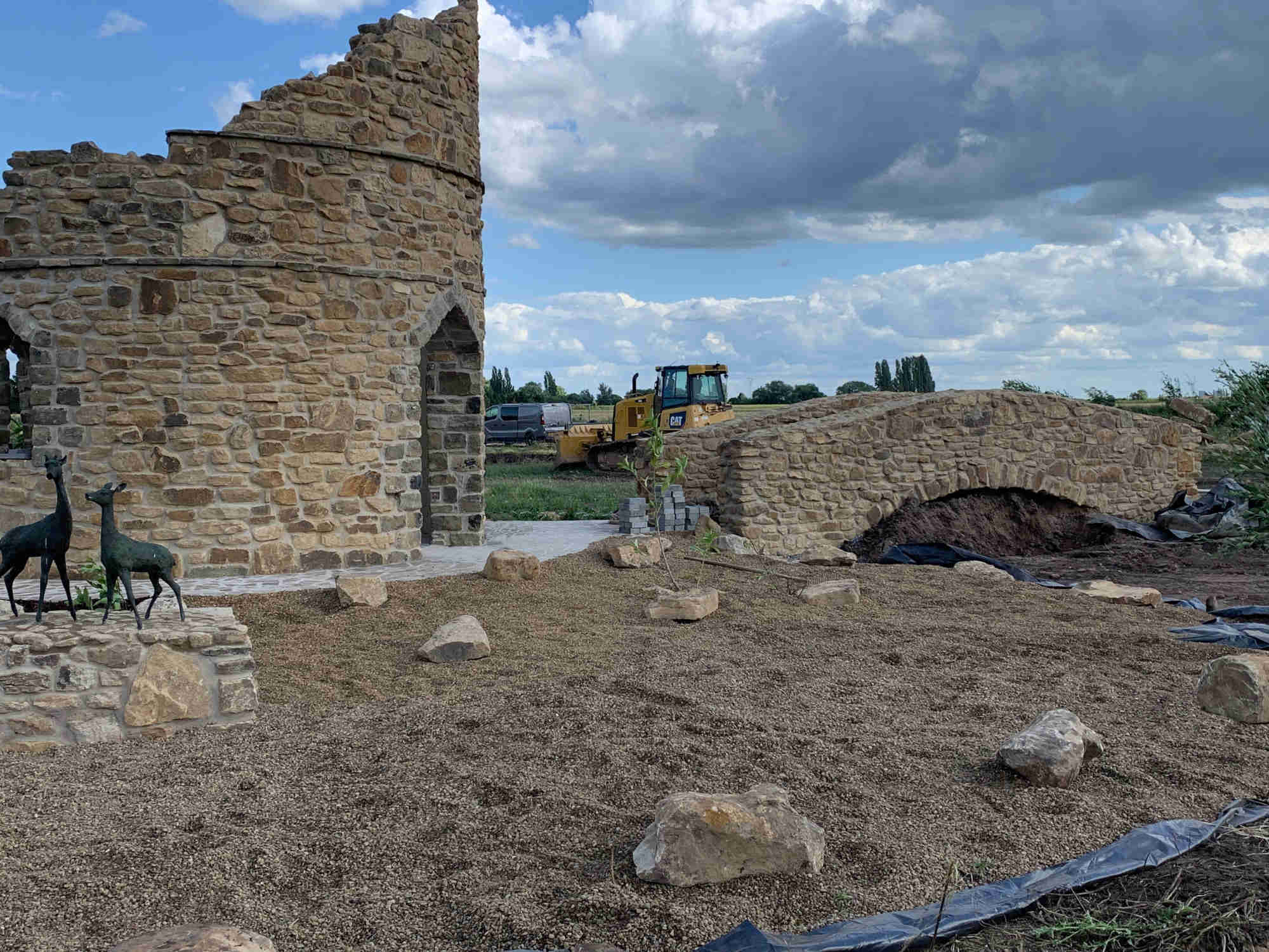 Garden stone foley and bridge built with reclaimed walling Stone in bulk bags  - Britannia Stone Yard