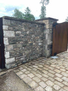 Stone entrance wall and stone pillars built from reclaimed Walling Stone in Bulk Bags  - Britannia Stone