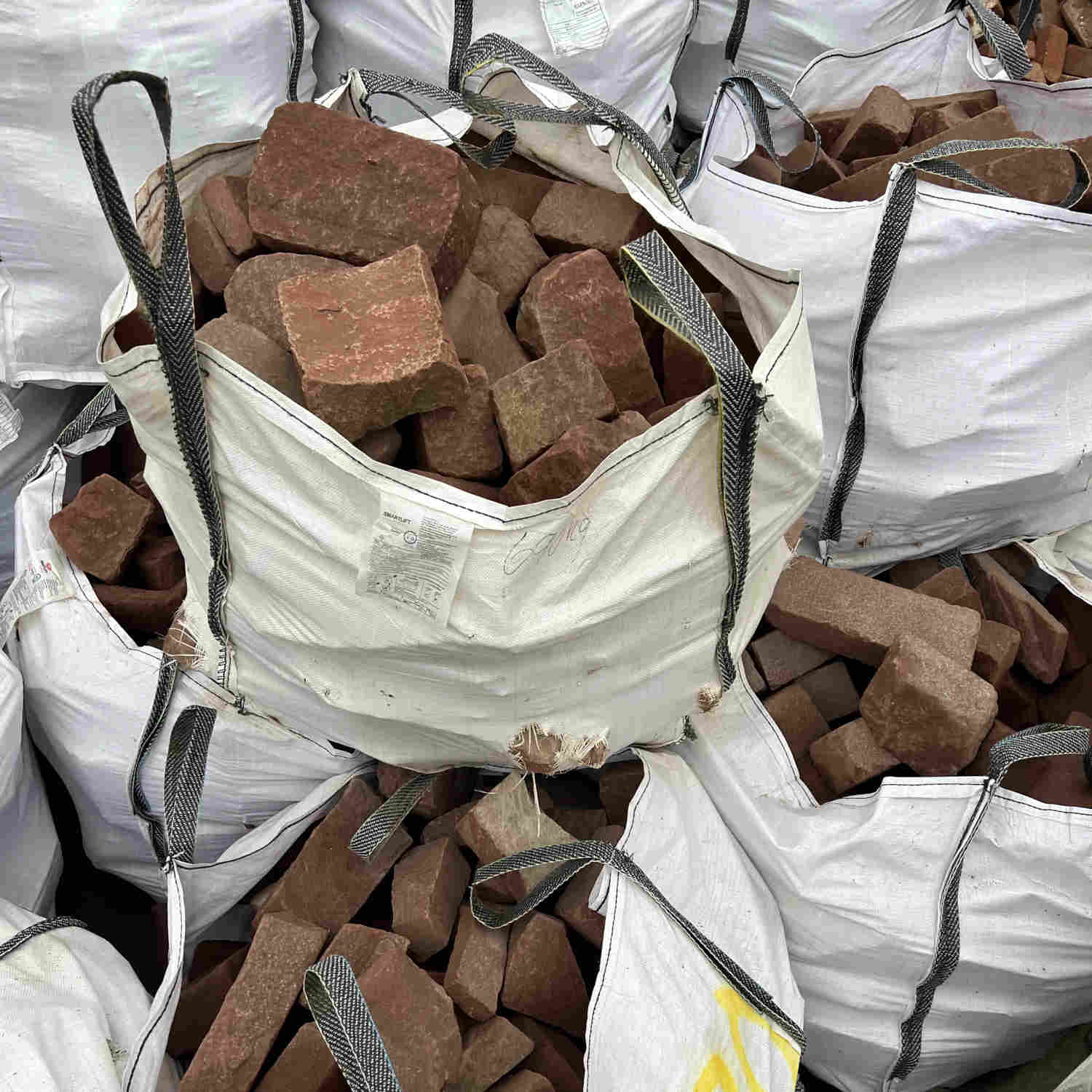 Tumbled Cheshire Red Sandstone Walling in Bulk Bags buy online | Britannia Stone