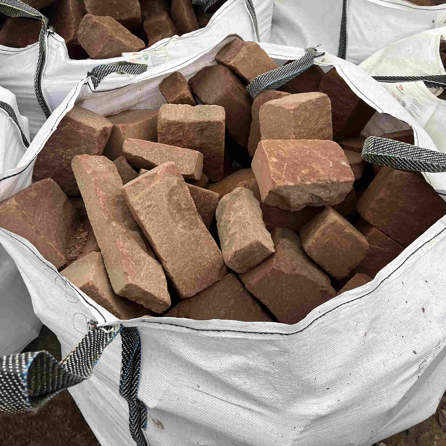 Tumbled Cheshire Red Sandstone Walling in Bulk Bags | Britannia Stone